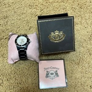 Juicy Couture black watch with mother of pearl face and sparkle detail